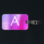 Étiquette À Bagage Pastel rose brossé Monogramme Nom initial<br><div class="desc">Pastel Ombre Pink,  orange et violet brossé monogramme d'huile de métal Nom et étiquette de bagage initiale. Cette étiquette de sac est parfaite pour le retour à l'école,  le travail ou le voyage.</div>