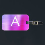 Étiquette À Bagage Pastel rose brossé Monogramme Nom initial<br><div class="desc">Pastel Ombre Pink,  orange et violet brossé monogramme d'huile de métal Nom et étiquette de bagage initiale. Cette étiquette de sac est parfaite pour le retour à l'école,  le travail ou le voyage.</div>