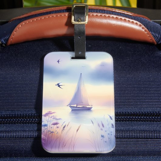 Étiquette À Bagage Pastel Sailboat Coastal Dreamscape (Insitu Rectoal 2)