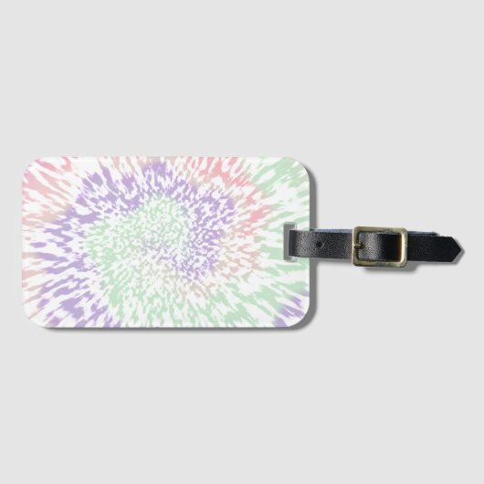 Étiquette À Bagage Pastel Spiral Shibori Floral Tie Dye Hippie Retro (Devant Horizontal)