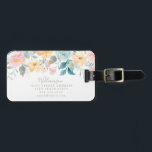 Étiquette À Bagage Pastel Turquoise rose Aquarelle Floral Personnalis<br><div class="desc">Étiquette Pastel Turquoise rose Aquarelle Florale Mariage personnalisé</div>