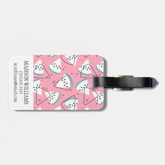 Étiquette À Bagage Pastèques colorées d'aquarelle (Dos horizontal)