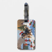 Étiquette À Bagage Pasteur anatolien Noël Festif Neige (Dos Vertical)