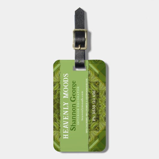 Étiquette À Bagage Patchwork Abstrait vert avec logo (Devant Vertical)