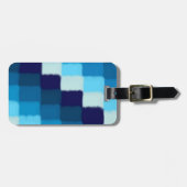Étiquette À Bagage Patchwork bleu (Devant horizontal)