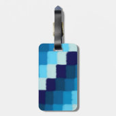 Étiquette À Bagage Patchwork bleu (Dos Vertical)