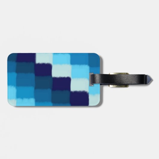 Étiquette À Bagage Patchwork bleu (Dos horizontal)