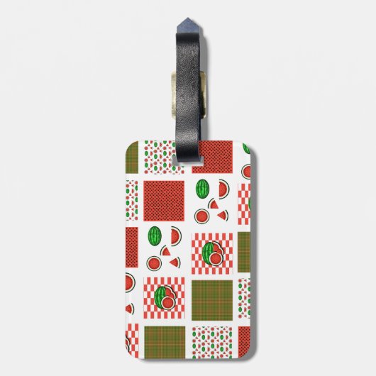 Étiquette À Bagage Patchwork de pastèque (Dos Vertical)