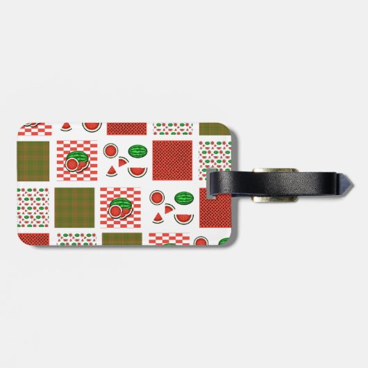 Étiquette À Bagage Patchwork de pastèque (Dos horizontal)