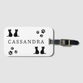Étiquette À Bagage Pâtes et chats mignons Nom personnalisé (Devant Horizontal)