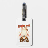 Étiquette À Bagage Pâtes Et Refléter Le Chien Mignonne (Dos Vertical)