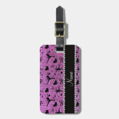 Étiquette À Bagage Patinage artistique pourpre en pastel nommé fait (Devant Vertical)