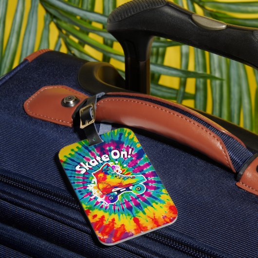 Étiquette À Bagage Patinage Sur Roller Patinage Rink Tie Dye Hippie (Insitu Rectoal 1)