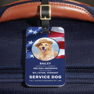 Étiquette À Bagage Patriotic Service Chien Photo ID Badge American Fl