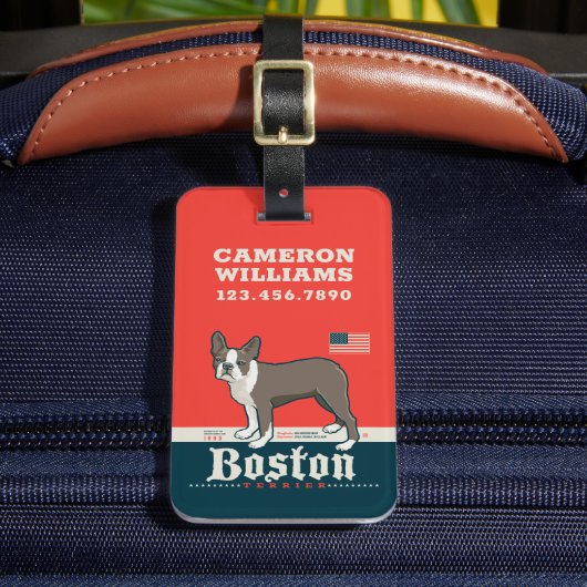 Étiquette À Bagage Patriotique | Boston Terrier (Insitu Rectoal 2)
