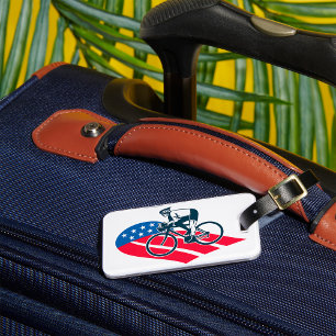 Étiquette À Bagage Patriotique USA Cyclisme Américain Drapeau Vélo Ri