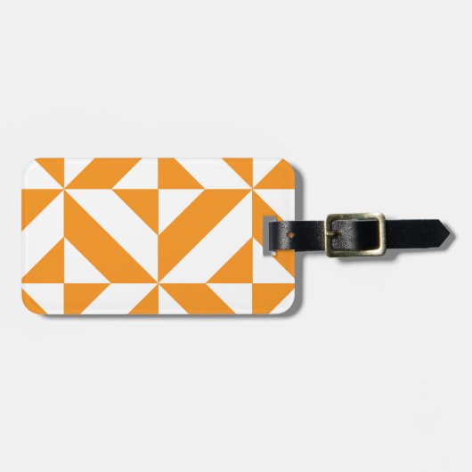 Étiquette À Bagage Patters de Burnt Orange Geometric Deco Cube (Devant horizontal)