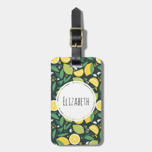 Étiquette À Bagage Patters de Yellow Lemon and Green Lime Fruit Food
