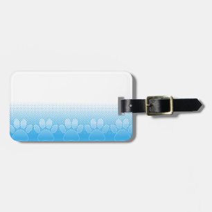 Étiquette À Bagage Pattes bleues et blanches avec fond de papier jour