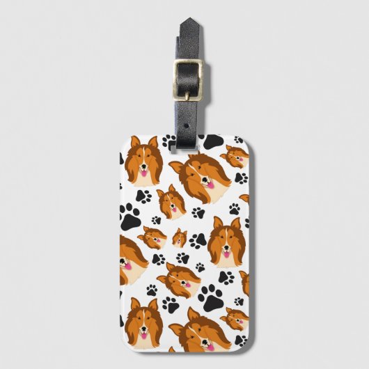 Étiquette À Bagage Pattes de chiot de chien de l'Ecosse Sheltie de (Devant Vertical)