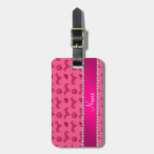 Étiquette À Bagage Pattes roses nommées faites sur commande de coeurs (Devant Vertical)