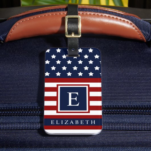 Étiquette À Bagage Pavillon américain Rouge Blanc Bleu Bleu Bleu Bleu (Insitu Rectoal 2)