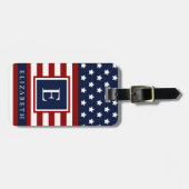 Étiquette À Bagage Pavillon américain Rouge Blanc Bleu Bleu Bleu Bleu (Devant horizontal)