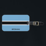 Étiquette À Bagage Pavillon national du Botswana patriotique<br><div class="desc">Drapeau national botswanais Patriotic Luggage Tag avec le drapeau botswanais imprimé sur l'un des côtés de la balise. Le nom du pays écrit avec la police vibrante est intégré dans la conception du fond. Le texte est entièrement personnalisable à l'aide de la fonction "Customiser !". L'autre côté de la balise...</div>
