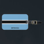 Étiquette À Bagage Pavillon national du Botswana patriotique<br><div class="desc">Drapeau national botswanais Patriotic Luggage Tag avec le drapeau botswanais imprimé sur l'un des côtés de la balise. Le nom du pays écrit avec la police vibrante est intégré dans la conception du fond. Le texte est entièrement personnalisable à l'aide de la fonction "Customiser !". L'autre côté de la balise...</div>