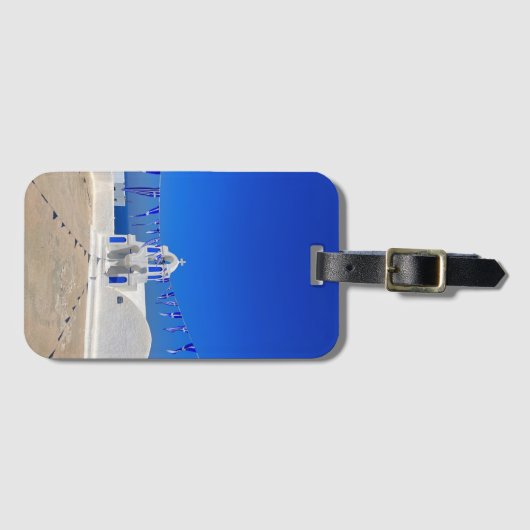 Étiquette À Bagage Pavillons grecs Eglise blanche Bâtiment Grèce (Devant Horizontal)