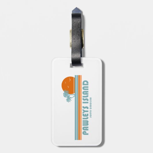 Étiquette À Bagage Pawleys Island South Carolina Sun Palm Trees (Dos Vertical)