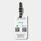 Étiquette À Bagage Paypal Cashapp scan pour payer QR ajouter le nom d (Devant Vertical)
