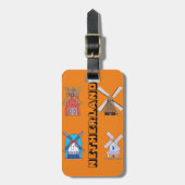 Étiquette À Bagage Pays-Bas Holland Iconic Windmill Orange Travel (Devant Vertical)