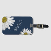 Étiquette À Bagage Pays Fleurs marguerites Simple Marine Bleu (Devant Horizontal)