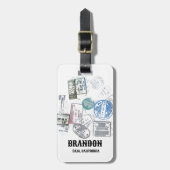 Étiquette À Bagage Pays Visa Timbres Cool bagages personnalisable éti (Devant Vertical)
