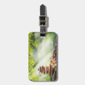 Étiquette À Bagage Paysage de fleurs de lotus blanc, pierres Zen (Devant Vertical)