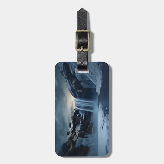 Étiquette À Bagage Paysage de la cascade en Islande (Devant Vertical)