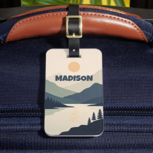 Étiquette À Bagage Paysage de montagne serein personnalisé avec réfle