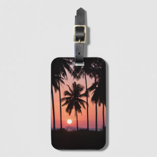 Étiquette À Bagage Paysage de palmier de noix de coco