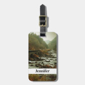 Étiquette À Bagage Paysage forestier et fluvial d'automne (Devant Vertical)