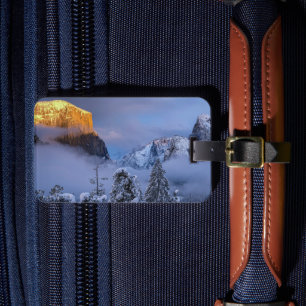 Étiquette À Bagage Paysage hivernal ensoleillé de Tunnel View à Yosem