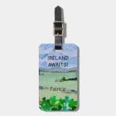 Étiquette À Bagage Paysage irlandais Irlande Attend Votre Nom Shamroc (Devant Vertical)