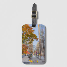 Étiquette À Bagage Paysage urbain de Seattle en automne