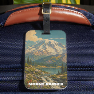 Étiquette À Bagage Paysage vintage du parc national du mont Rainier