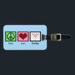 Étiquette À Bagage Peace Love Bowling<br><div class="desc">Un cadeau d'équipe de bowling cool avec un signe de paix,  le coeur et des épingles de bowling. Apportez ce cadeau avec vous pour bowl !</div>