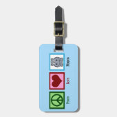 Étiquette À Bagage Peace Love Hippopotame (Devant Vertical)