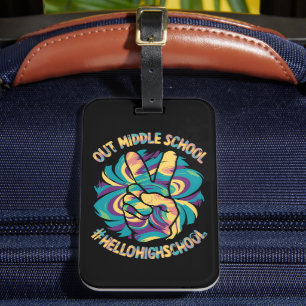 Étiquette À Bagage Peace Out Middle Hello Lycée Tie Dye