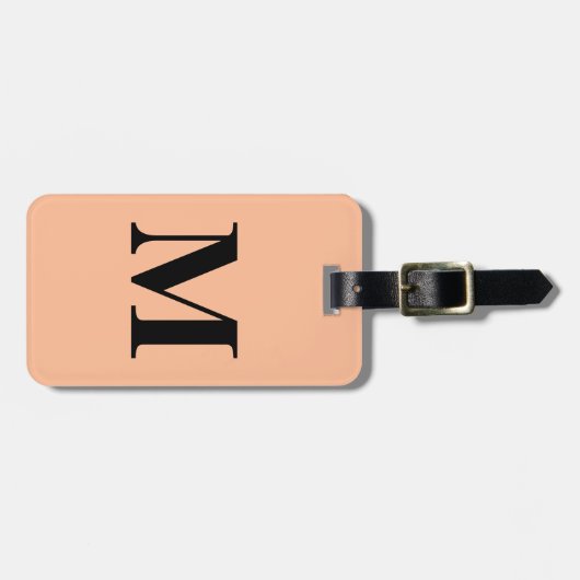 Étiquette À Bagage Peach Fuzz Monogramme Initial Personnalisé Nom Cad (Devant horizontal)