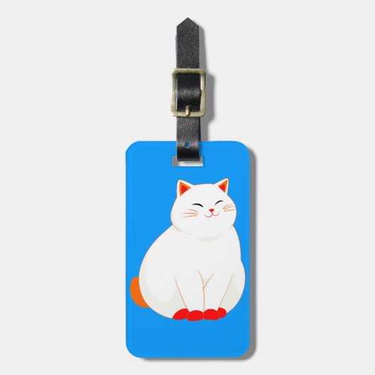 Étiquette À Bagage Peaches, le Chat Sourire (Devant Vertical)