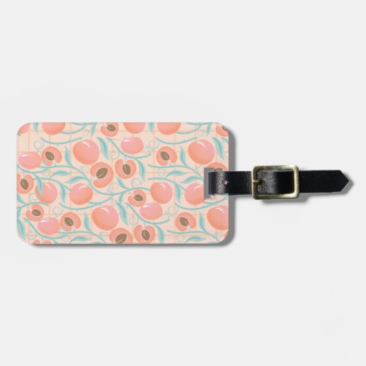 Étiquette À Bagage Peachs Blooms Boho Motif Peach (Devant horizontal)